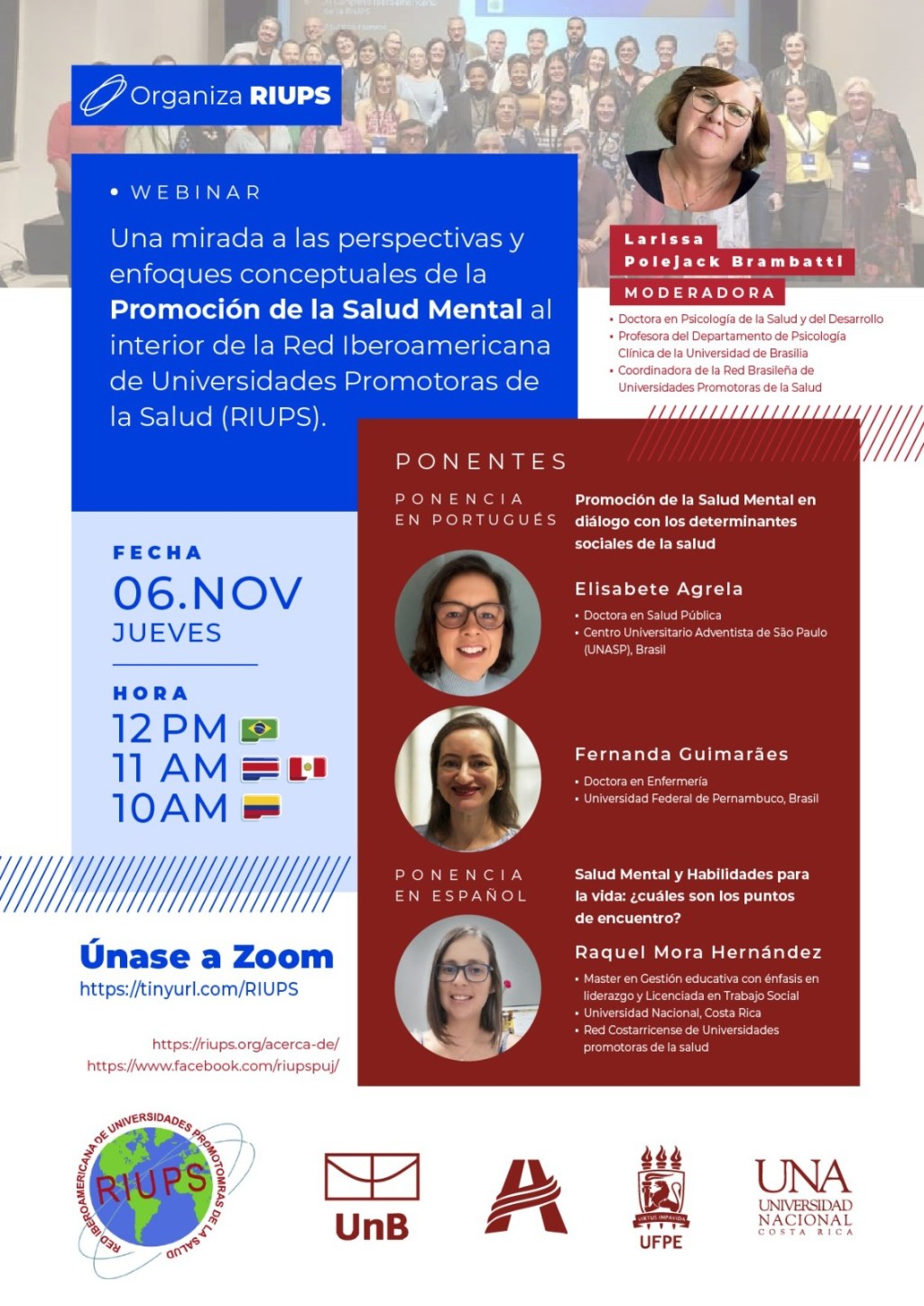 Webinar: «Una mirada a las perspectivas y enfoques conceptuales de la Promoción de la Salud Mental al interior de la Red Iberoamericana de Universidades Promotoras de la Salud&nbsp;(RIUPS)