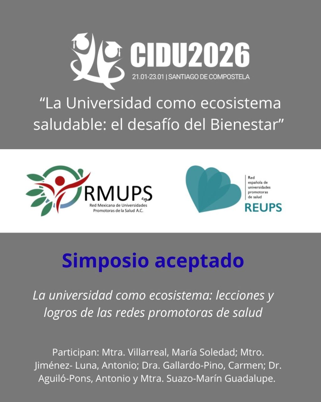 La RMUPS y la REUPS participarán en el XIV Congreso Iberoamericano de Docencia Universitaria (CIDU&nbsp;2026)