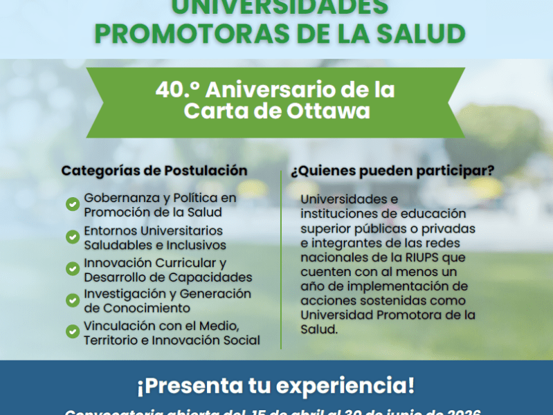 Llamado de Experiencias Significativas de las Universidades Promotoras de la&nbsp;Salud